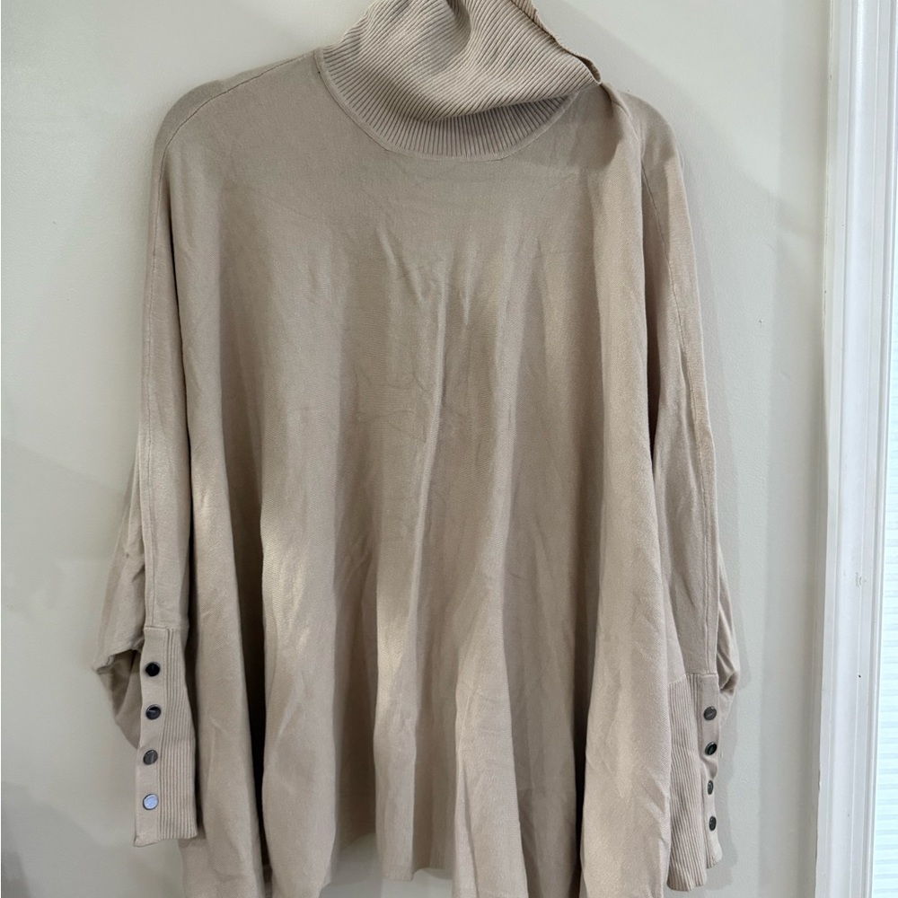 Alfani Taupe Turtleneck Sweater with Buttoned Sleeves